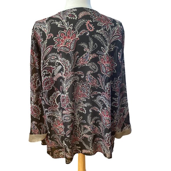 Belle Kim Gravel Floral Kimono Embroidered Velvet Trim Dark Fairy Whimisgoth-1X - Picture 6 of 13